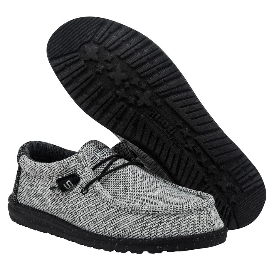 Hey Dude® Men's Wally Stretch Dark Web Light Grey Shoes 110383385