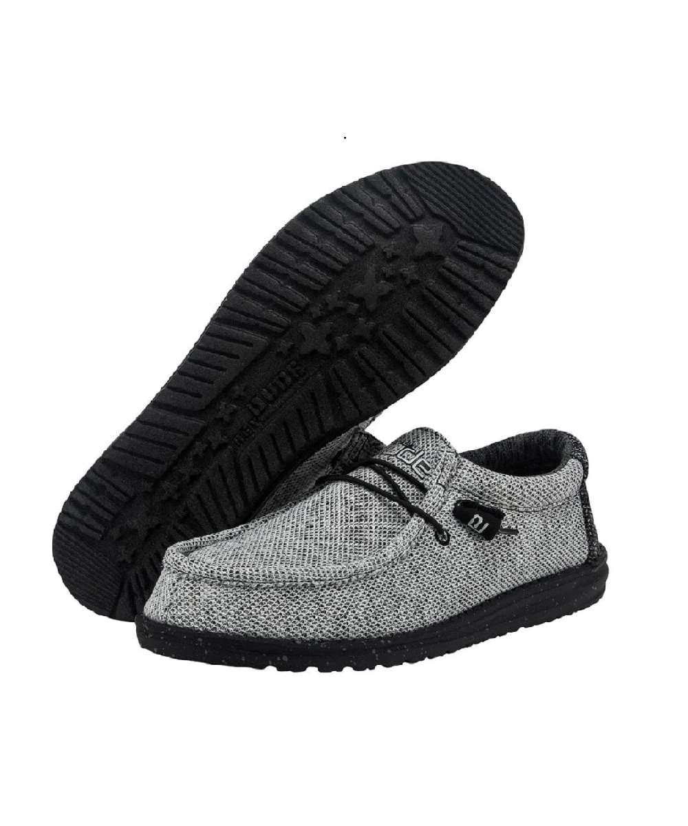 Hey Dude® Men's Wally Stretch Dark Web Light Grey Shoes 110383385