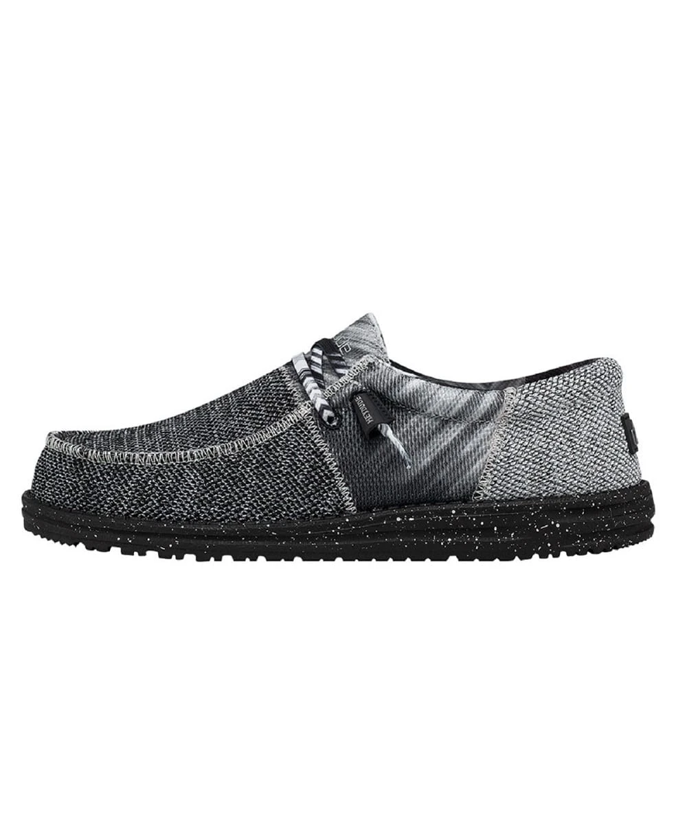 Hey Dude Men's Tri Black And Silver Wally Sox Shoe