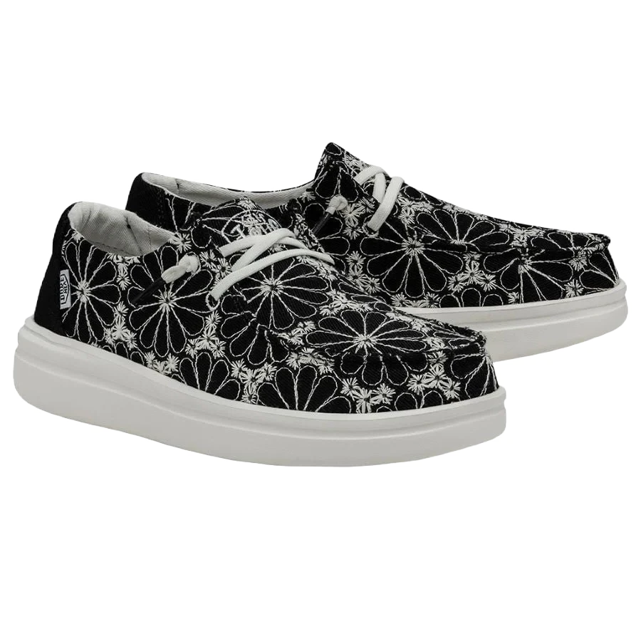 Hey Dude Ladies Wendy Rise Eyelet Black Slip On Shoes 40075-001