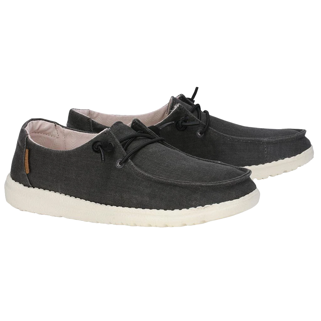 HeyDude® Ladies Wendy Chambray Off Black Casual Shoes 40058-0XM