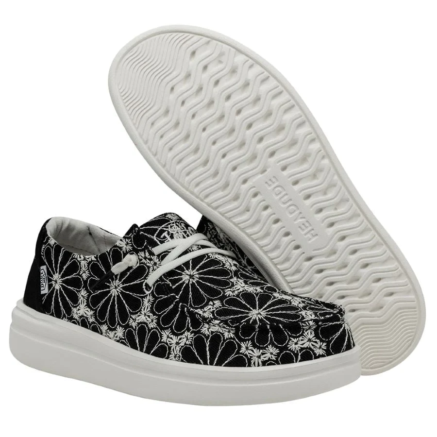 Hey Dude Ladies Wendy Rise Eyelet Black Slip On Shoes 40075-001